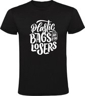 Plastic bags are for losers Heren t-shirt | Milieu | grappig | cadeau | Zwart