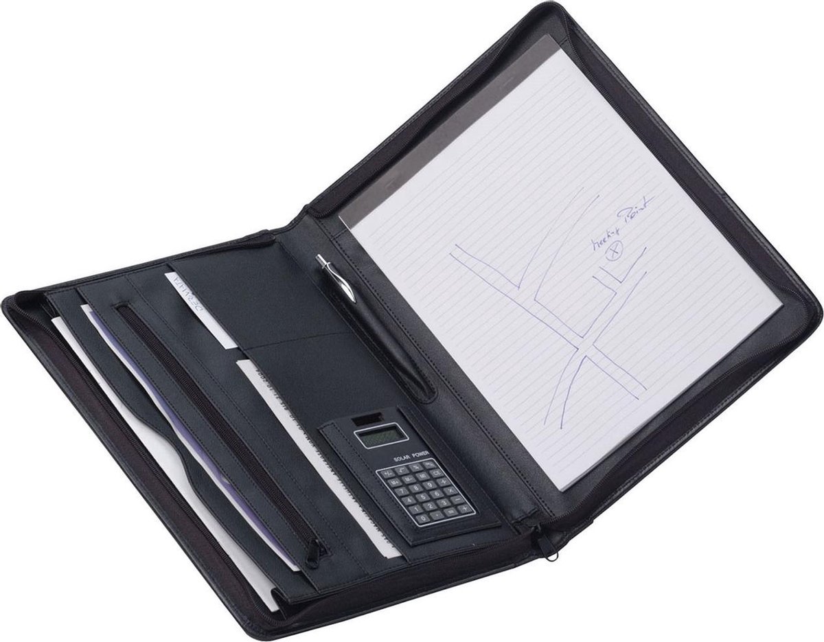 Dermata Schrijfmap Met Rits En Calculator Nappaleer 2647N Zwart