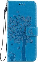 Samsung Galaxy A71 Bookcase - Blauw - Bloemen - Portemonnee Hoesje - Pasjeshouder