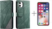 Book Case Apple iPhone 11 | Hoogwaardig PU Leren Hoesje | Luxe Uitstraling | Telefoonhoesje | Pasjeshouder | Groen + 1x screenprotector