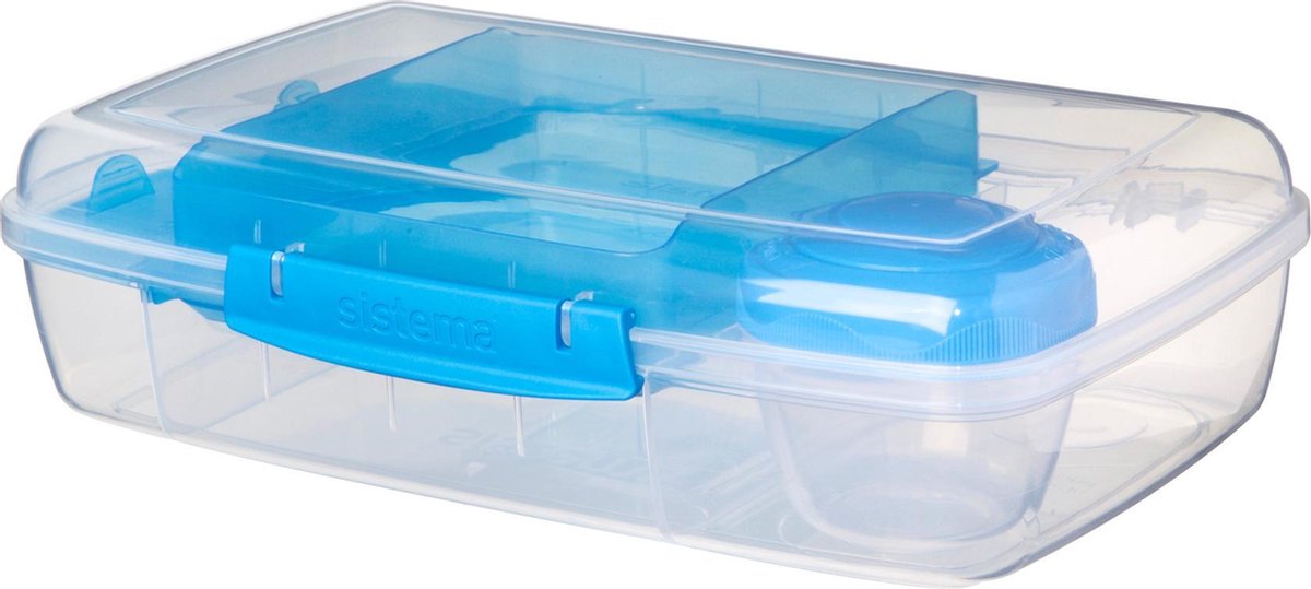 Sistema Bento Box 1.76L met Boterhamlade - Doorzichtig/Blauw