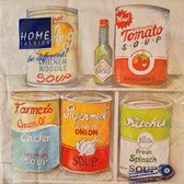 Home Fashion - servetten - 33 x 33 - lunchservetten - Soup in cans - Kitchen Cabinet