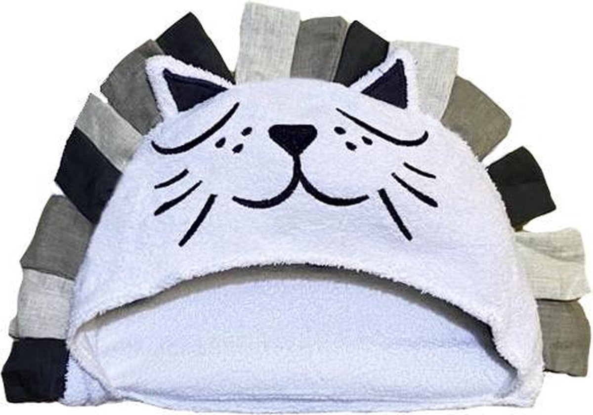 Zody Shop Badcape Leeuw - Wit - 100% Katoen - 60 x 83 cm - Handdoek voor Baby en Kind - Badlaken