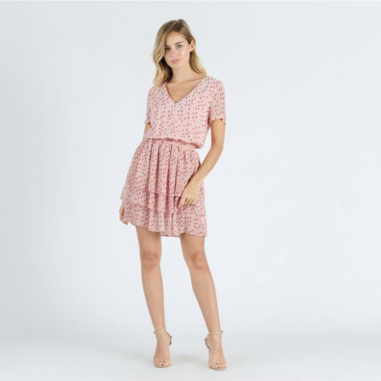 Sweewe ROBE MILA col V manches courtes Rose clair Taille M | bol.com