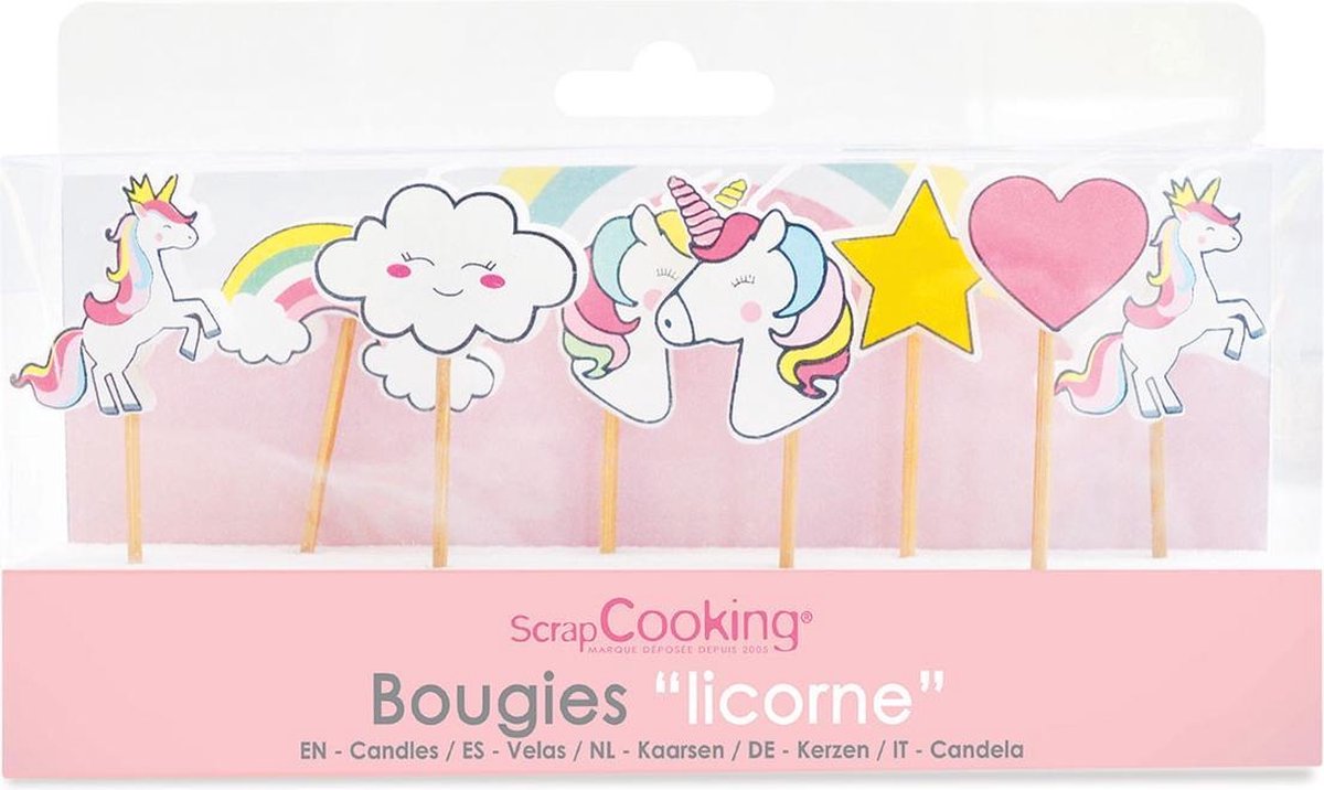 ScrapCooking Kaarsen Eenhoorn set/8