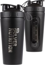 Pulvernutrition® Premium RVS Shakebeker & Thermosbeker – Proteïne Shaker – Shake - BPA Vrij – 1000 ml - Mat Zwart