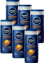 Nivea - Gel douche - 3 en 1 pour homme - Sport - 6 x 250 ML - Pack économique