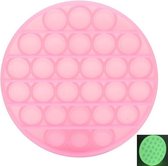 Dielay - Pop It - Fidget Toy - 12,5 cm - Glow in the Dark - Lichtroze Rond