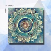 Diamond Painting Pakket Blauwe Mandala Arabisch - ronde steentjes - 50 x 50 cm