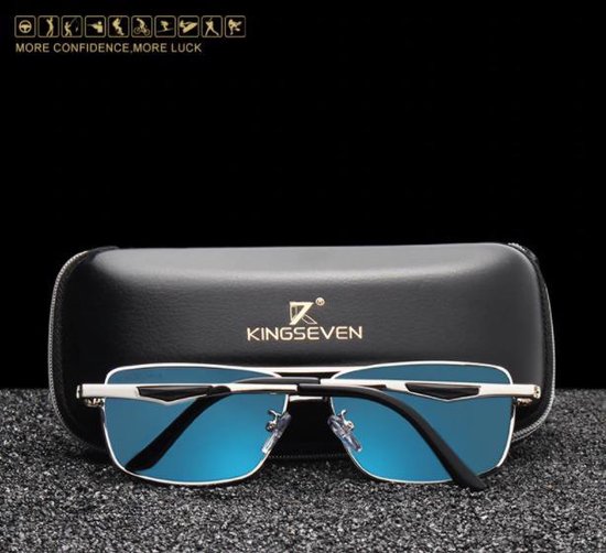 Kingseven Zonnebril - Pilotenbril- Heren - 2021 - Gepolariseerde glazen - Zwart - Blauw - Sunglasses van Kingseven — afbeelding 3