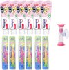 6x Prodent Tandpasta - Woezel & Pip - 6 tandenborstels - geel- roze - met zandloper