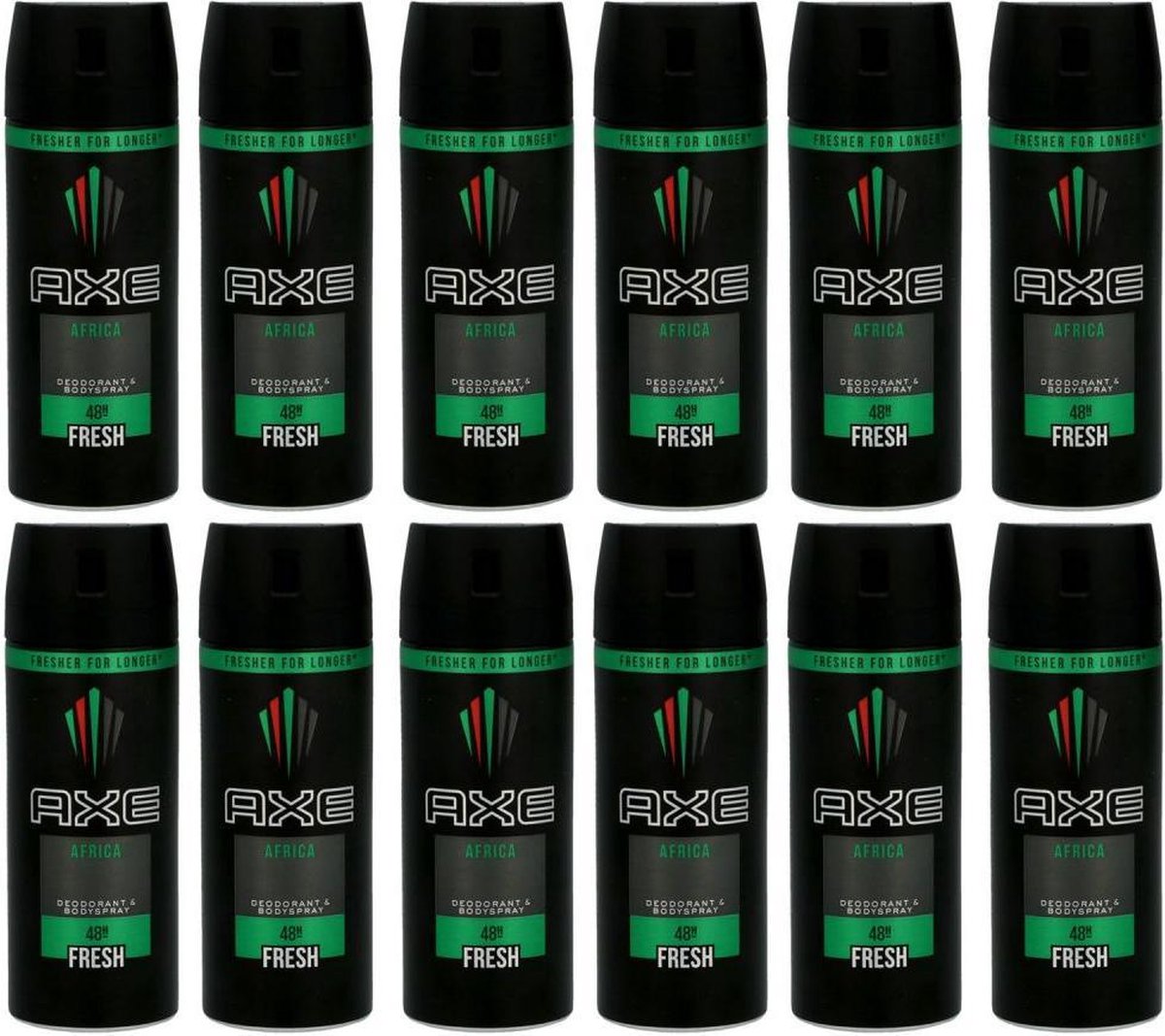 Goedkoopste AXE Deodorant / Bodyspray Africa - 12x 150 ml - Voordeelverpakking