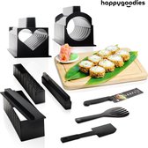 Happygoodies Sushimaker – 11-delig Sushi Set – Sushi Maken – Doe-het-zelf Sushiset - Gebruiksvriendelijk – 10 x 10 x 10 cm - Zwart