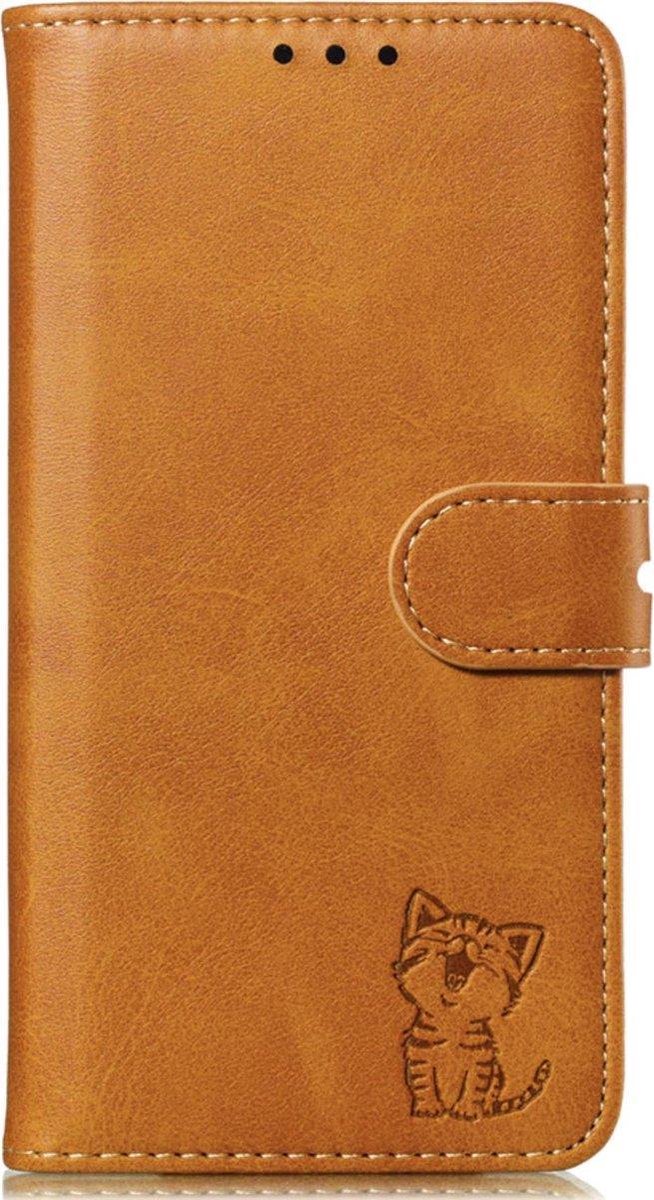Geschikt voor Samsung Galaxy A70 Bookcase - Bruin - Kat / Poes - Portemonnee Hoesje
