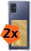 Samsung A51 Hoesje Met Pasjeshouder Transparant - Samsung Galaxy A51 Card Case Hoesje Extra Stevig - Samsung A51 Pashouder Shock Transparant - 2x