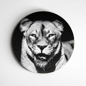IDecorate - Schilderij - Leeuwin Exclusive Animals - Zwart En Wit - 60 X 60 Cm