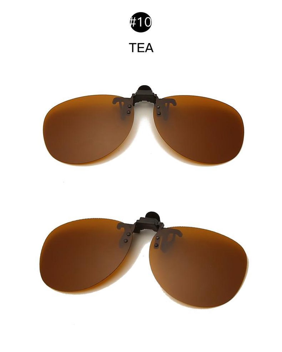 clip on zonnebril (donkerbruin) Aviator