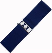 Elastische tailleriem 'Vintage stretch waist belt' navy donkerblauw SMALL - Banned Retro