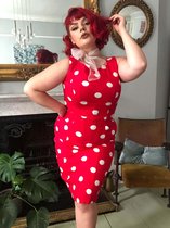 Collectif Hepburn Painted Polka 50's Pencil Jurk Rood