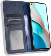 Xiaomi Redmi Note 9T Portemonnee Hoesje Vintage Look Kunst Leer Blauw