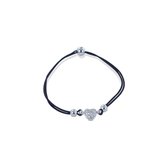 Silventi 910481800 Zilveren Armband - Rekarmband  - Dames - Zwart - Hart - Zirkonia - 17 cm - Rhodium - Zilver