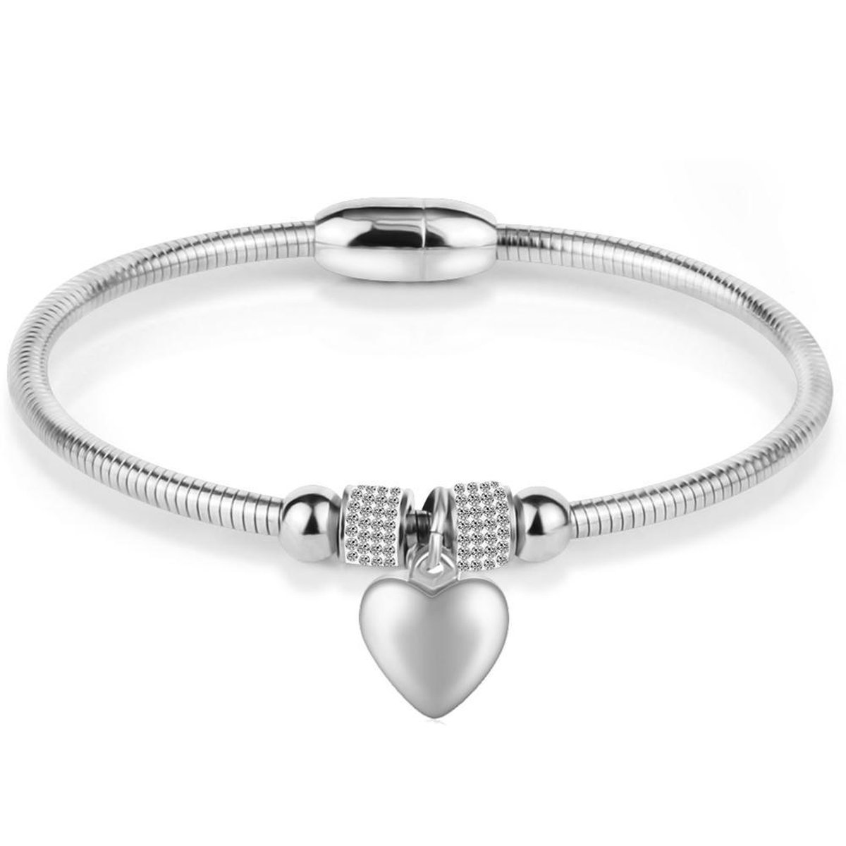 Amodi® Jewellery - Hart Armband - Zirkonia - Zilverkleurig