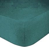 Premium hoeslaken-jersey-100% katoen -stretch-Lits-jumeaux-200x200 +40cm-Hoekhoogte- geschikt voor boxspring-  -Groen blauw