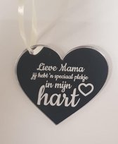 Spiegelhanger Mama zilver - spiegel - hart - familie - speciaal plekje in mijn hart – moederdag - mama - autospiegel hanger - auto hanger - raamhanger