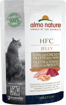 Almo Nature HFC Jelly Natvoer voor Katten - 24 x 55 gram - Tonijn, Kip en Ham - 24 x 55 gram