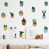 Wanddecoratie Woonkamer | Muurstickers Slaapkamer | Wandsticker Cactus | 3D Stickers | Cactus Potjes