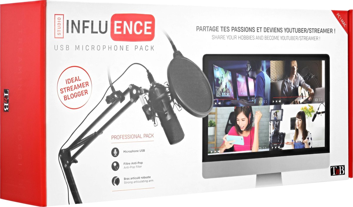 Influence - streamer pack - microfoon - windkap - verstelbaar