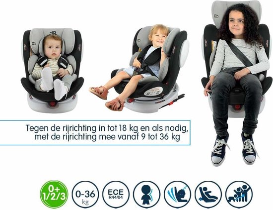 dividend maximaal Gronden Safety Baby - isofix autostoel Seaty - 360° draaibaar - groep 0/1/2/3 -  Grijs | bol.com