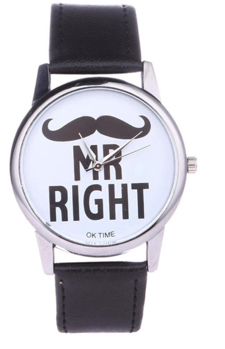 Hidzo Horloge Mr Right Ø 38 - Zwart - Kunstleer - In Horlogedoosje