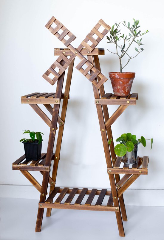 Plantenstandaard voor binnen – Staande Plantenbak- Plantentafel - Plantenrek voor plantenpotten – Plantenladder – Plantenzuil – Standaard bloempotten Hout – 100 x 50 x 30 CM