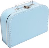 Koffertje - Lichtblauw - Karton - Bedrukt met jouw eigen tekst - 25 cm