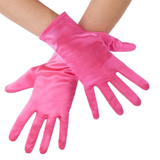dressforfun - Satijnen handschoenen pink - verkleedkleding kostuum halloween verkleden feestkleding carnavalskleding carnaval feestkledij partykleding - 303660