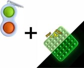 Pop it fidget toy pakket - Simple Dimple sleutelhanger + Glow in the dark vierkant - Tiktok trend 2 stuks