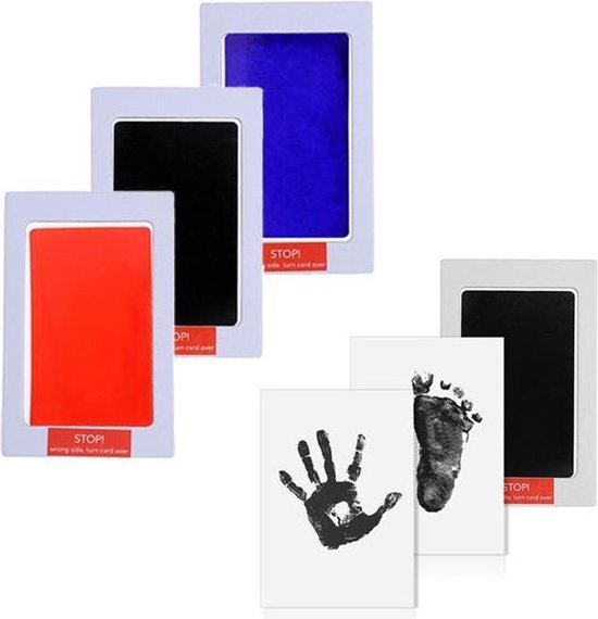 Babyverzorging niet-giftig, handafdruk, voetafdruk opdrukkit - gieten ouder-kind hand stempelkussen - zwart [rood]