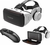 Originele vr virtual reality 3d-bril doos stereo vr google kartonnen headset helm voor ios / android smartphone bluetooth rocker - g06 [g06e]