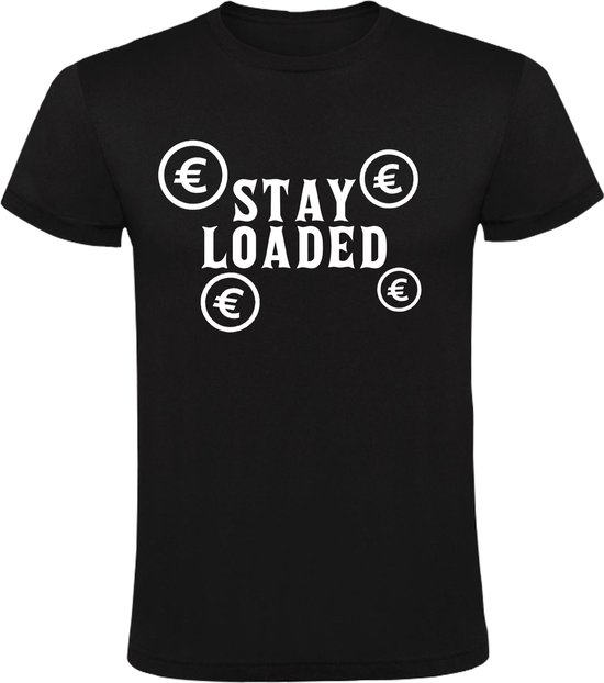 T-shirt Stay Loaded pour homme | argent | argent | euro | en espèces |  Noir