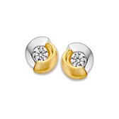 N-joy trendstyle 14 karaat gouden oorbellen met zirkonia 12575