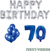 70 jaar Verjaardag Versiering Ballon Pakket Blauw & Zilver