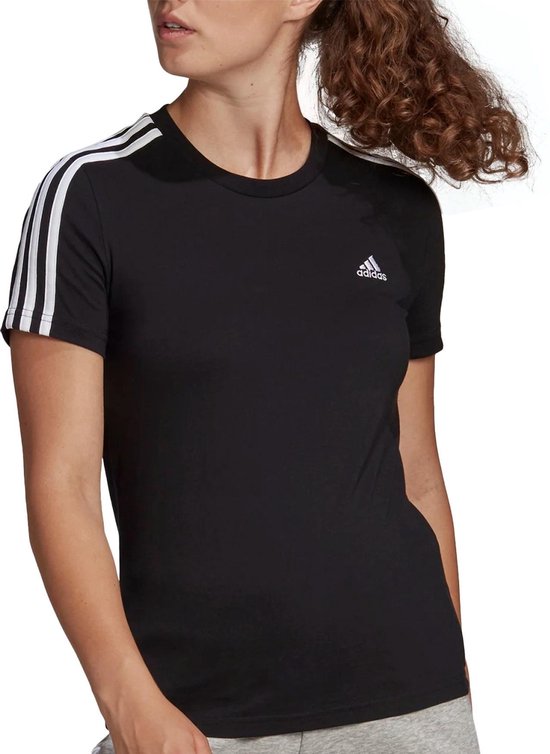 beschaving Sceptisch via adidas Sportswear Essentials Slim 3-Stripes T-shirt - Dames - Zwart - L |  bol.com