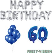 60 jaar Verjaardag Versiering Ballon Pakket Blauw & Zilver