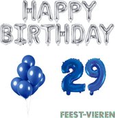29 jaar Verjaardag Versiering Ballon Pakket Blauw & Zilver