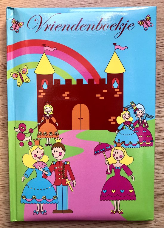 Vriendenboekje met prinsen en prinsessen voor een kasteel.