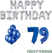 79 jaar Verjaardag Versiering Ballon Pakket Blauw & Zilver