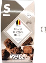 SWEET-SWITCH® - Artisanale Belgische Truffels - Truffel - Chocolade - Snoep - Glutenvrij - Suikerarm - Palmolievrij - 8 x 150 g