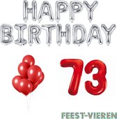 73 jaar Verjaardag Versiering Ballon Pakket Rood & Zilver