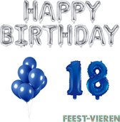 18 jaar Verjaardag Versiering Ballon Pakket Blauw & Zilver